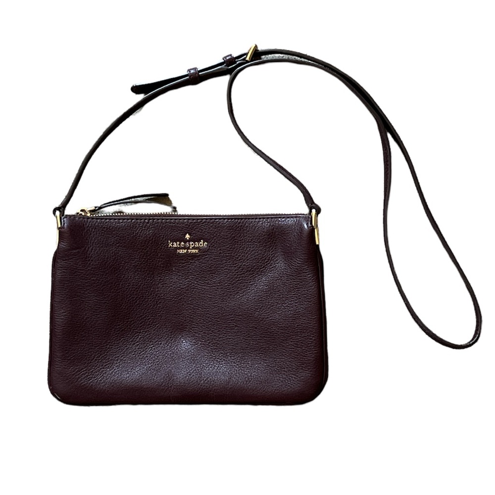 Kate Spade Leila Triple Gusset Burgundy Leather Crossbody